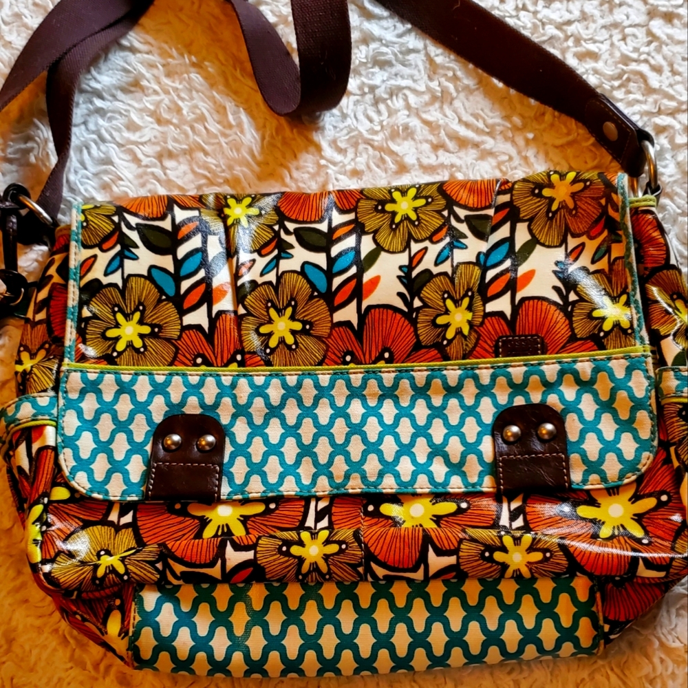 Retro flowers fossil hobo laptop messenger case bag.